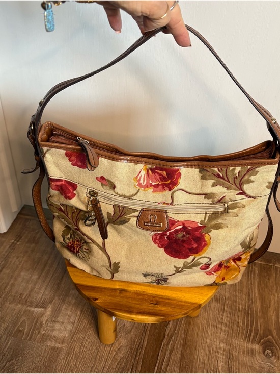 Etienne Aigner Handbags - Etiene Aigner Beige Floral Canvas Shoulder Bag Vintage Cottagecore Boho